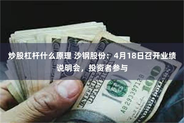 炒股杠杆什么原理 沙钢股份：4月18日召开业绩说明会，投资者参与