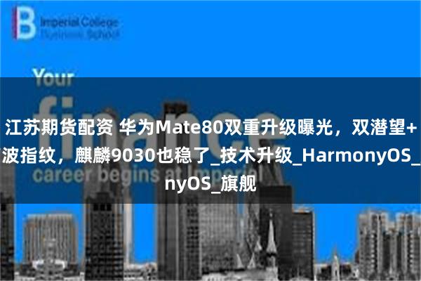 江苏期货配资 华为Mate80双重升级曝光，双潜望+超声波指纹，麒麟9030也稳了_技术升级_HarmonyOS_旗舰